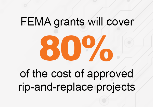 fema grants will cover 80% of the cost of approved rip-and-replace projects