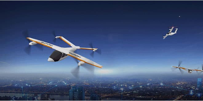 Esta es una imagen de un taxi aéreo, relacionada con la visión de Hanwha sobre la movilidad aérea