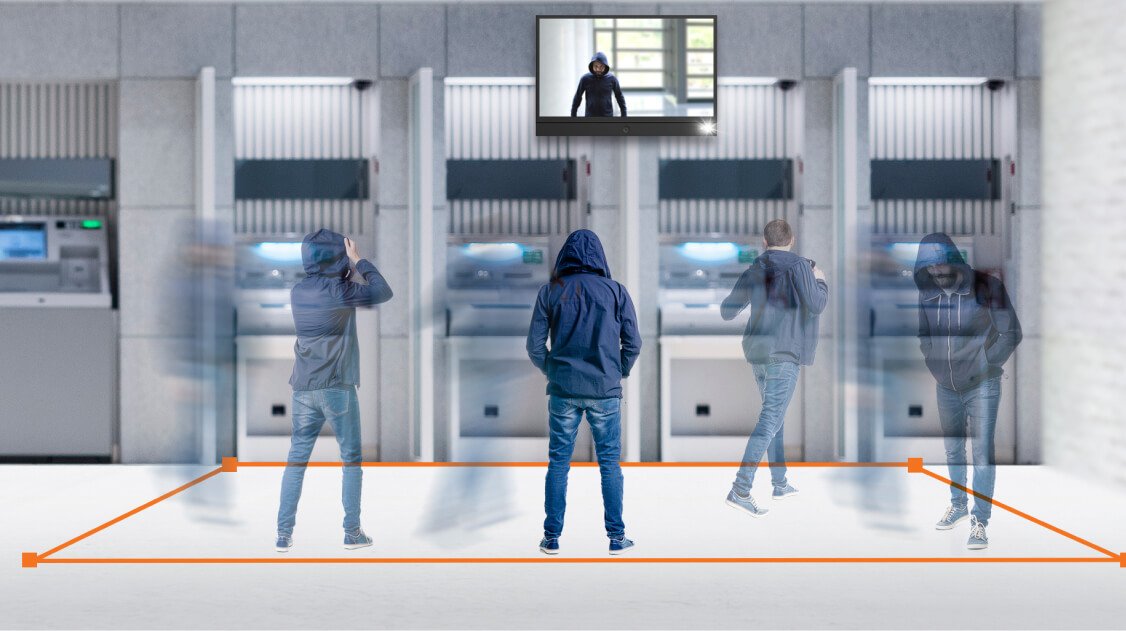 Public view monitors in ATM security area.